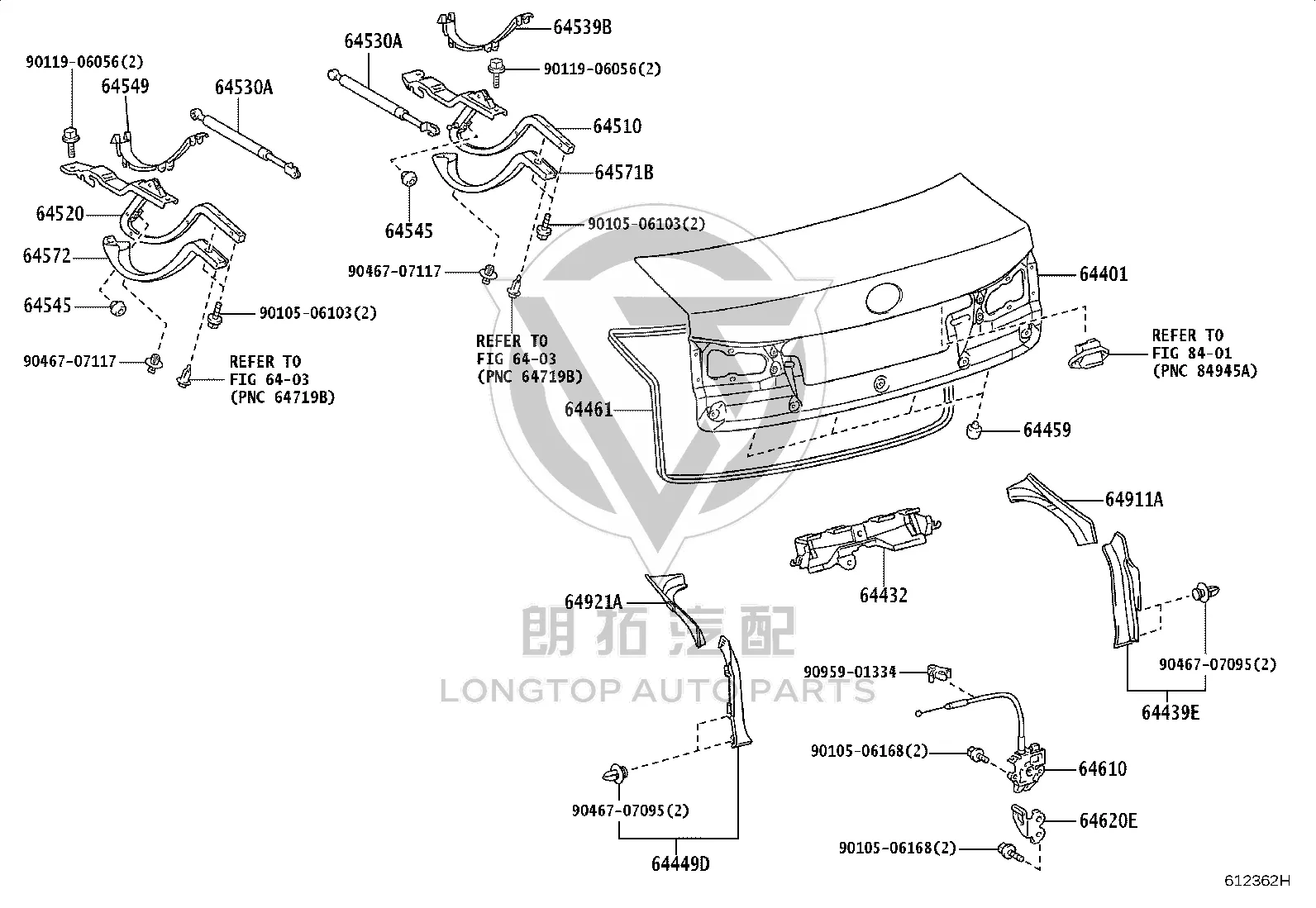 Tail Cover Sealing Strip 64461-53020 for Lexus IS F