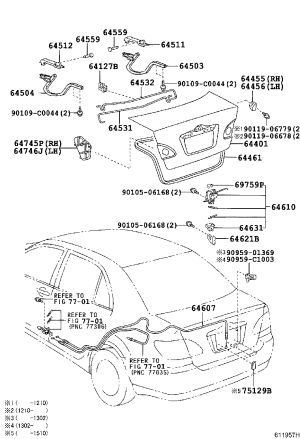Tail Cover Pull Cord 64607-02142 for Toyota Corolla