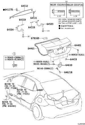 Tailgate Release Cable 64607-02470 for Toyota Levin