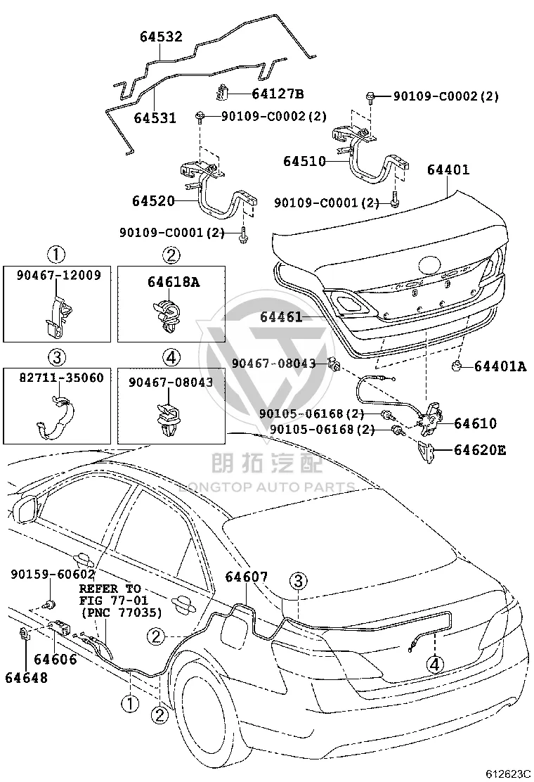 Tail Lid Hinge (Right) 64510-33080 for Toyota Camry