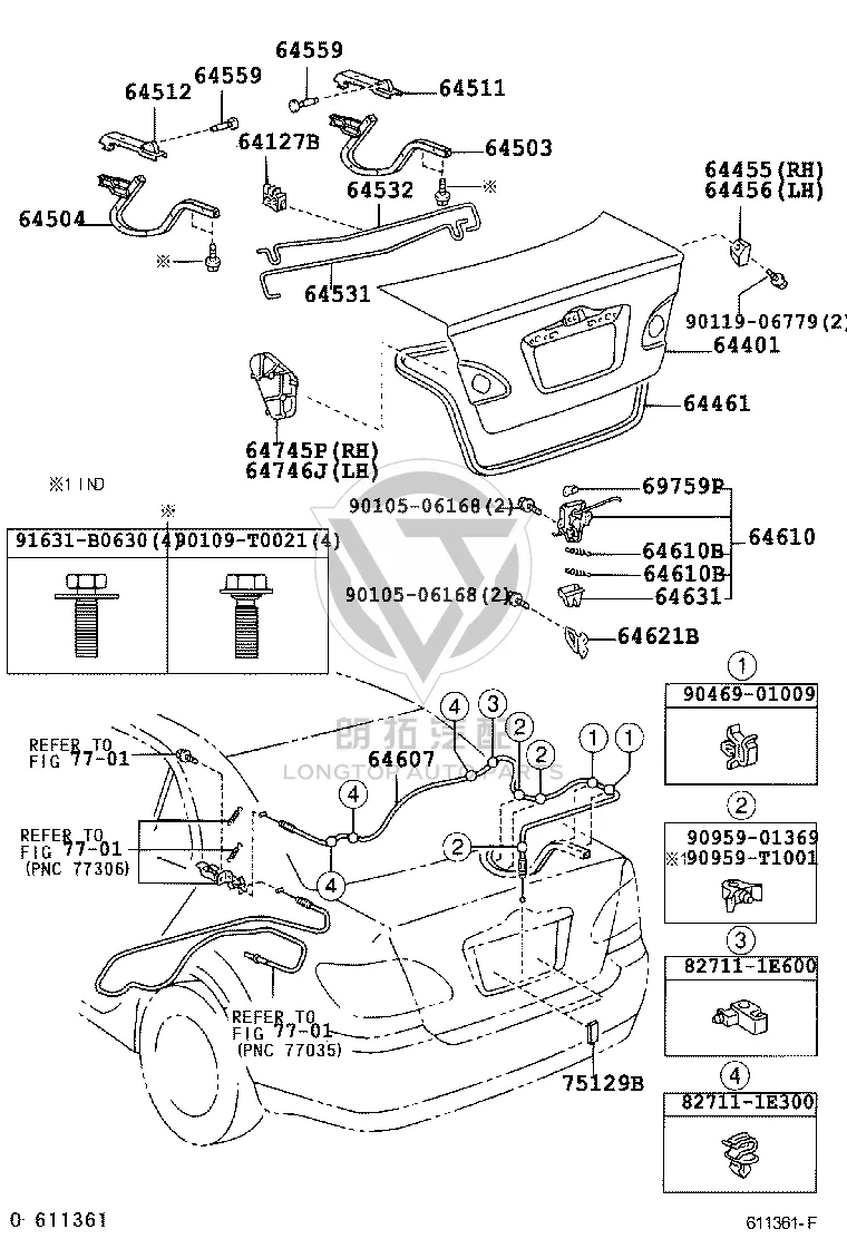 Right Trunk Lid Hinge 64503-02070 for Toyota Corolla