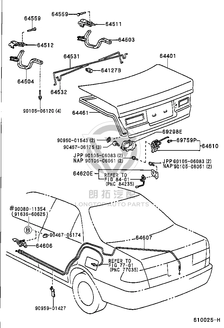 Right Trunk Lid Hinge 64503-33060 for Toyota Camry