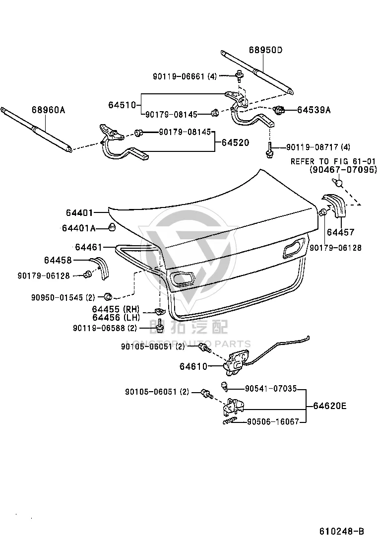 Tail Lid Hinge (Left) 64520-50020 for Toyota Celsior