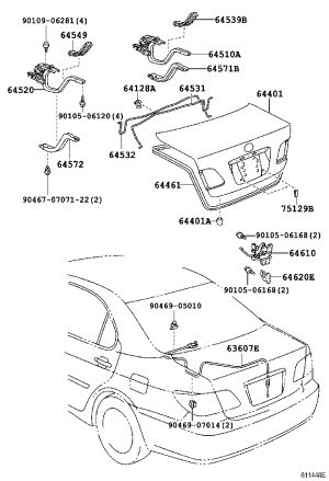 Trunk Lid Release Cable 64607-33080 for Toyota Windom
