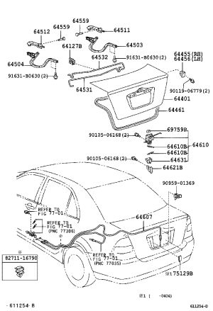 Tail lid lock mechanism 64610-02050 for Toyota Corolla