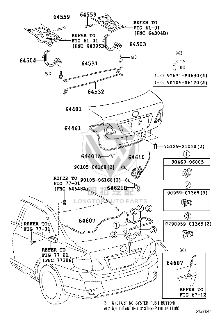 Tail cap opening cable 64607-12811 for Toyota Corolla