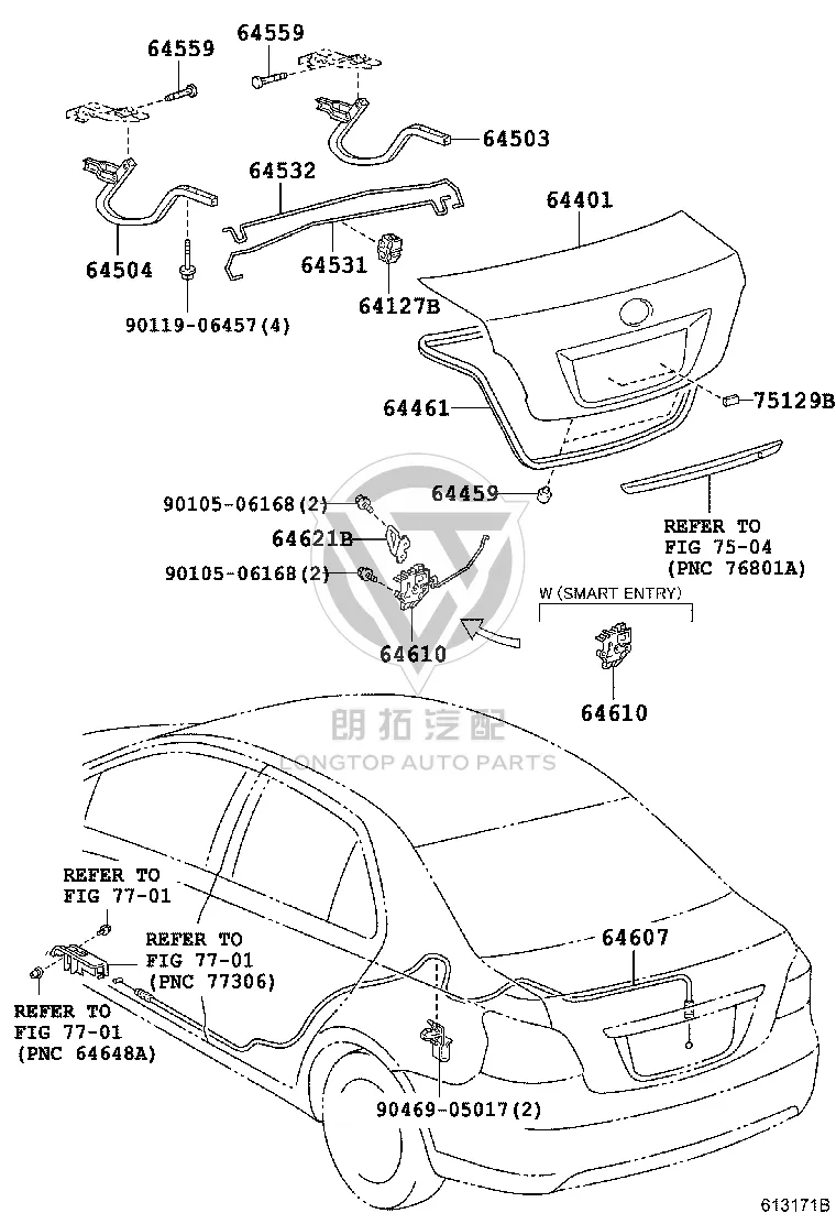 Tail Lid Lock Mechanism 64600-0P010 for Toyota VIOS