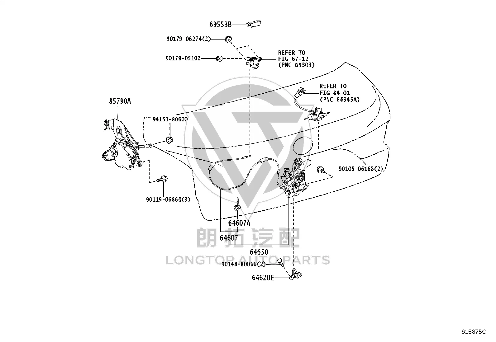 Tailgate Lock Assembly 64650-50100 for Lexus LS500