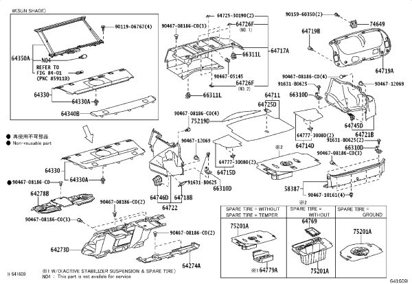 Trunk Carpet (Right) 64714-30480 for Lexus GS