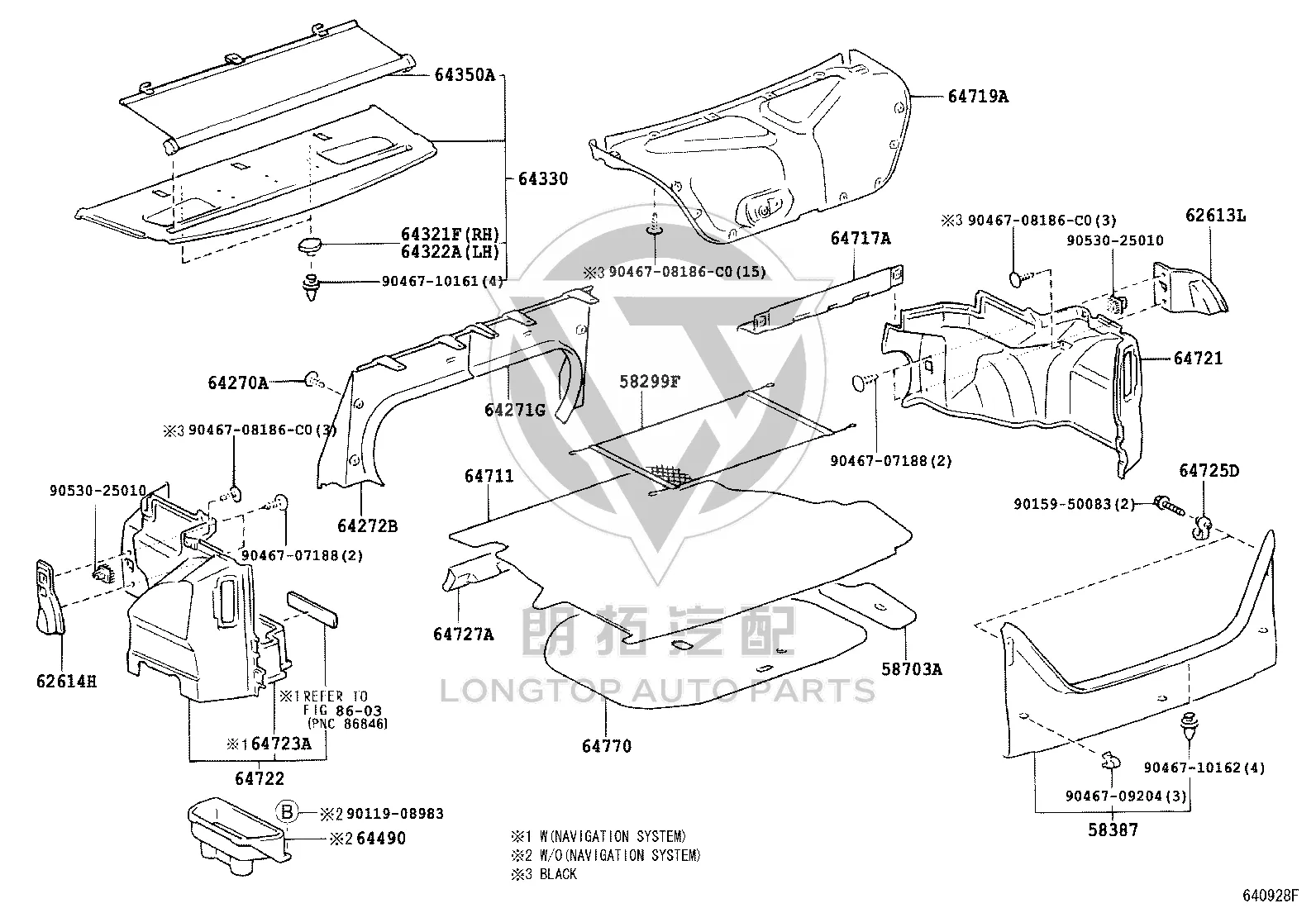 Front Trunk Trim Panel 64717-33050 for Toyota Camry