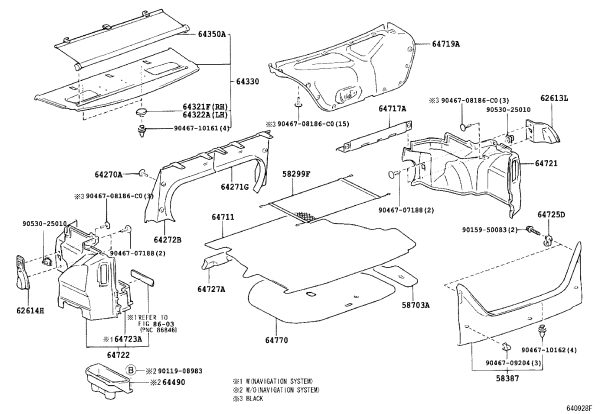 Front Trunk Trim Panel 64717-33050 for Toyota Camry