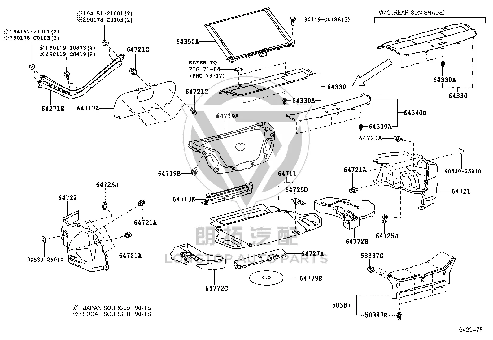 Trunk Carpet 64711-06281 for Toyota Camry