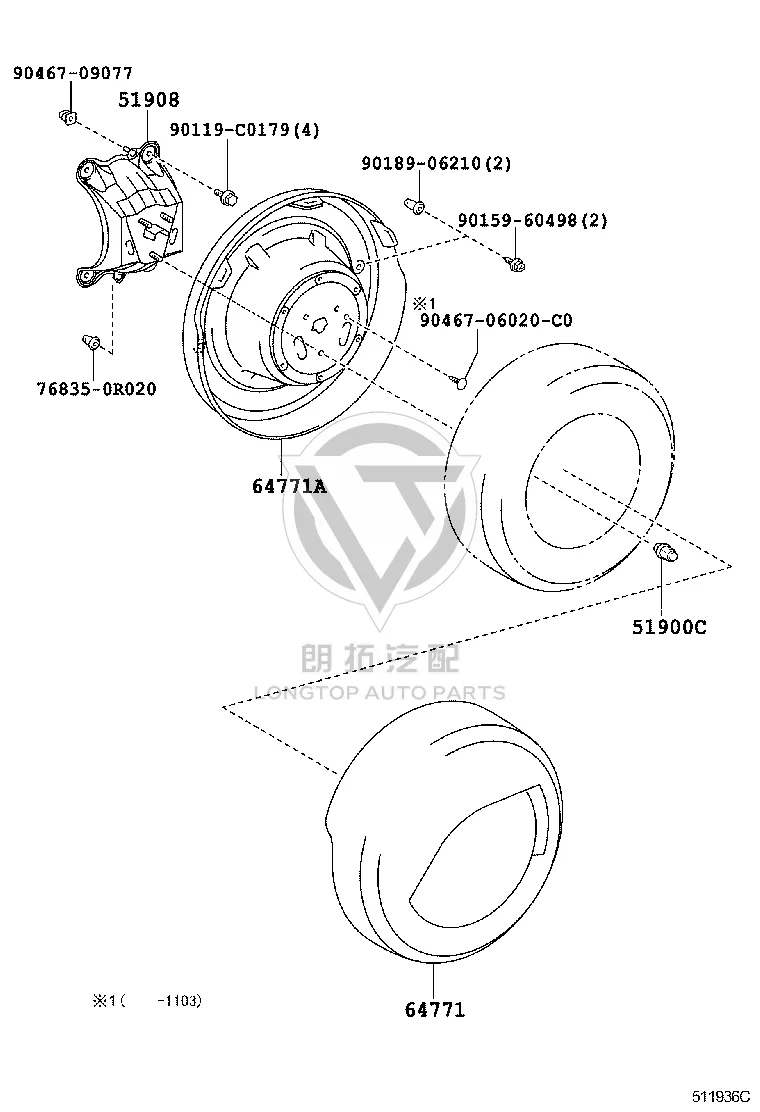 Spare tire cover 64771-0R031 for Toyota RAV4