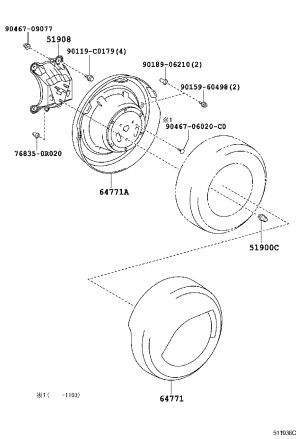 Spare tire compartment 64773-0R022 for Toyota RAV4