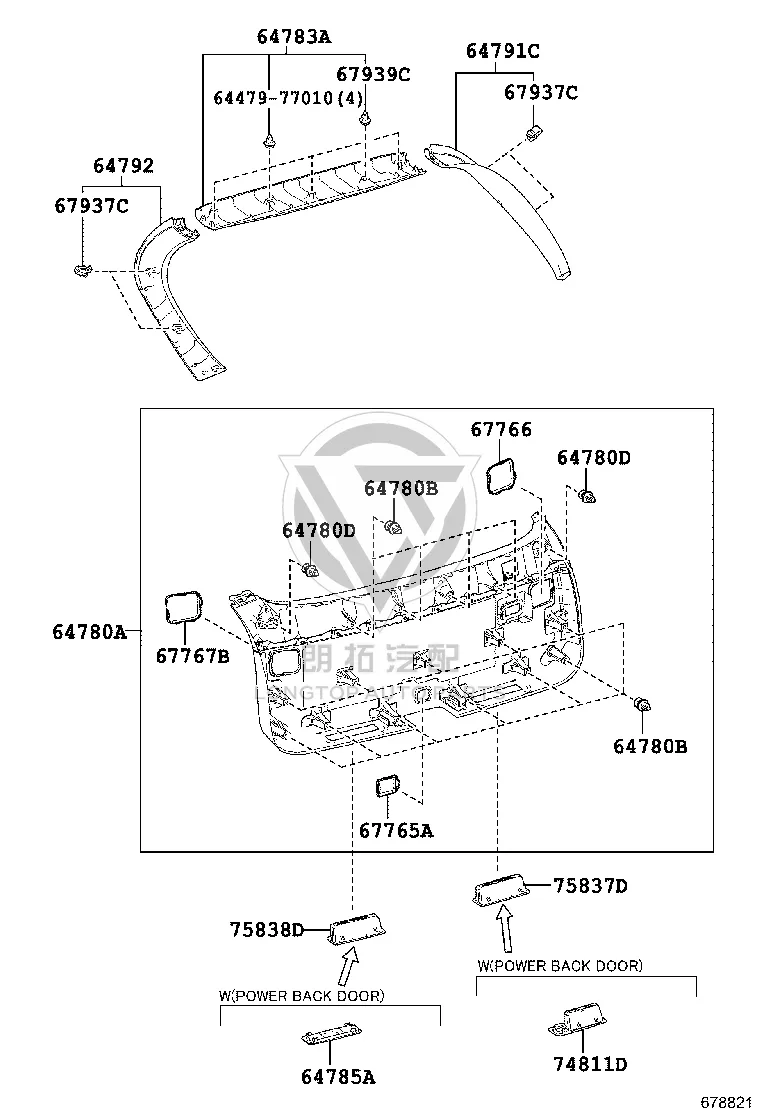 Tailgate Inner Trim Panel 64791-48060 for Lexus RX Series