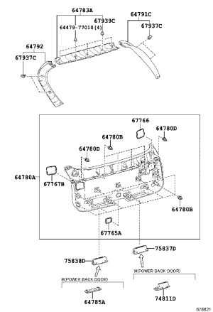 Tailgate Inner Trim Panel (Upper) 64783-48090 for Lexus RX Series