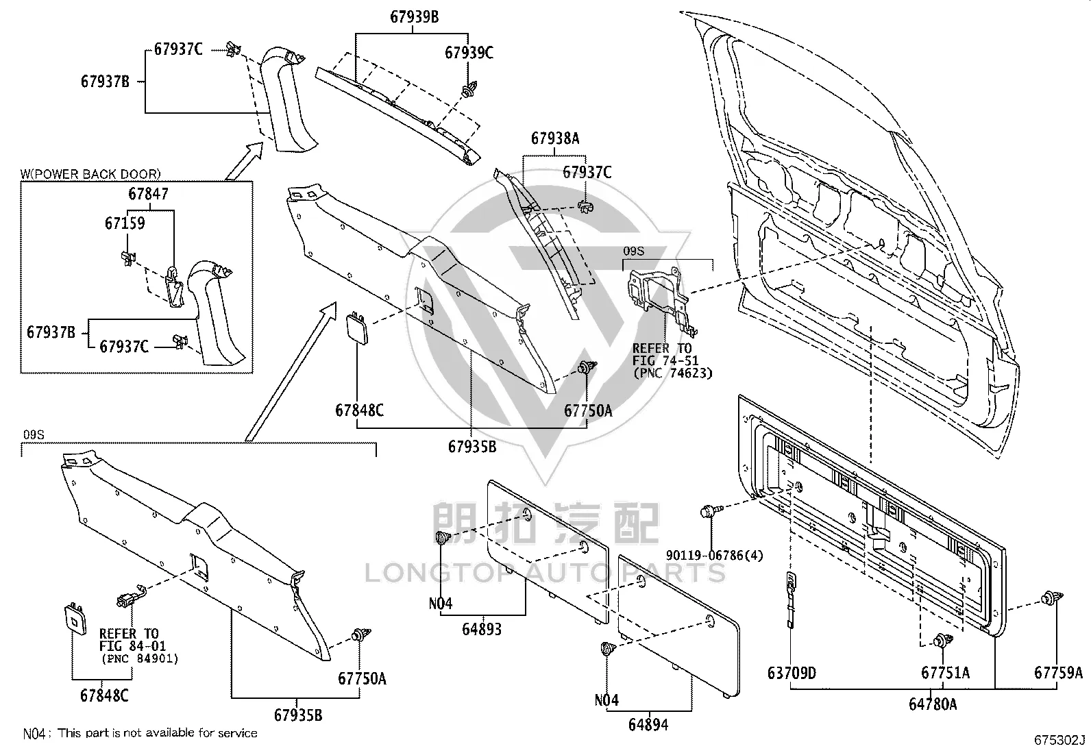 Tailgate Inner Trim Panel 67939-60091 for Toyota Land Cruiser