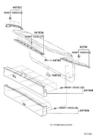 Left Tailgate Trim Panel 64782-48010 for Toyota HARRIER