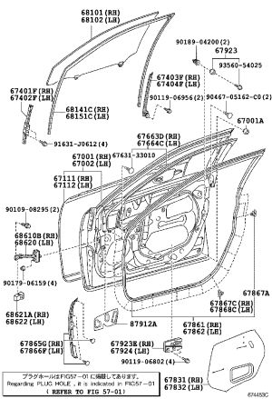 Front door reinforcement #2 cushion 67924-33040 for Lexus ES