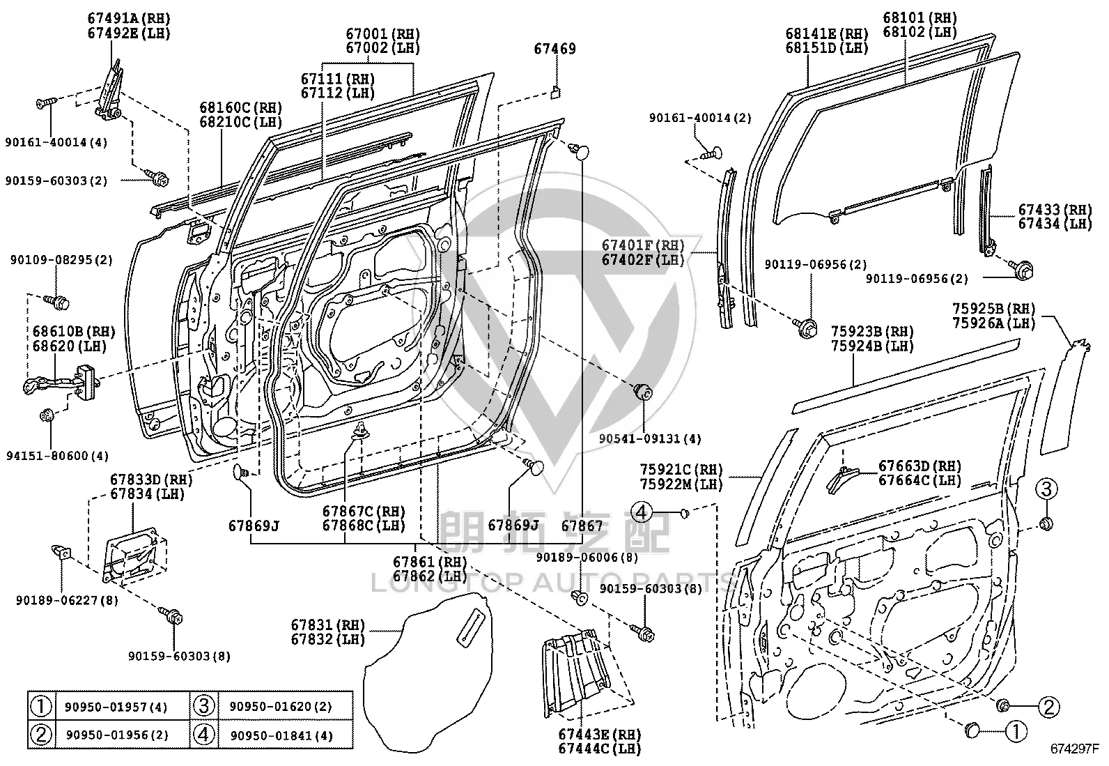 Front Door Window Frame Sticker 75921-35020 for Toyota FJ Cruiser