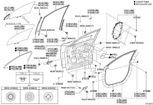 Front Door Weatherstrip Right 67811-46020 for Lexus RZ450E