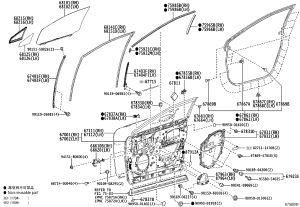 Front Door Frame Sticker (Rear Right) 75965-48010 for Lexus RX