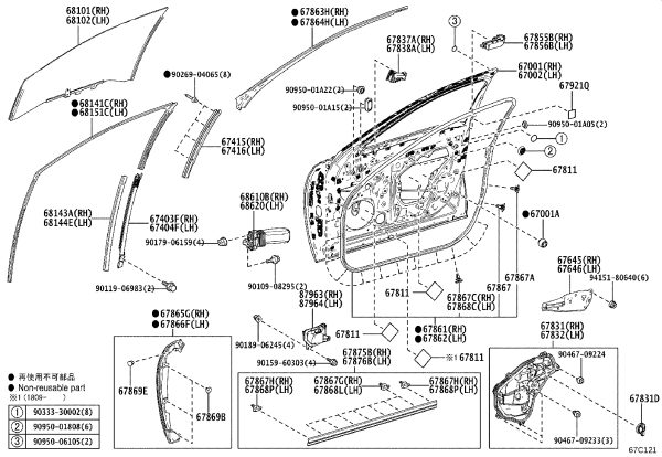 Front Door Glass Left 68102-50250 for Lexus LS500