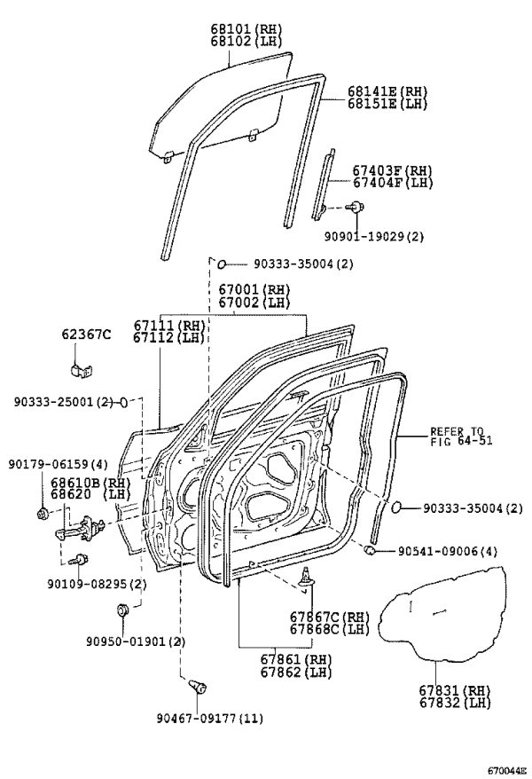 Right Front Door Shell 67001-60402 for Toyota Land Cruiser