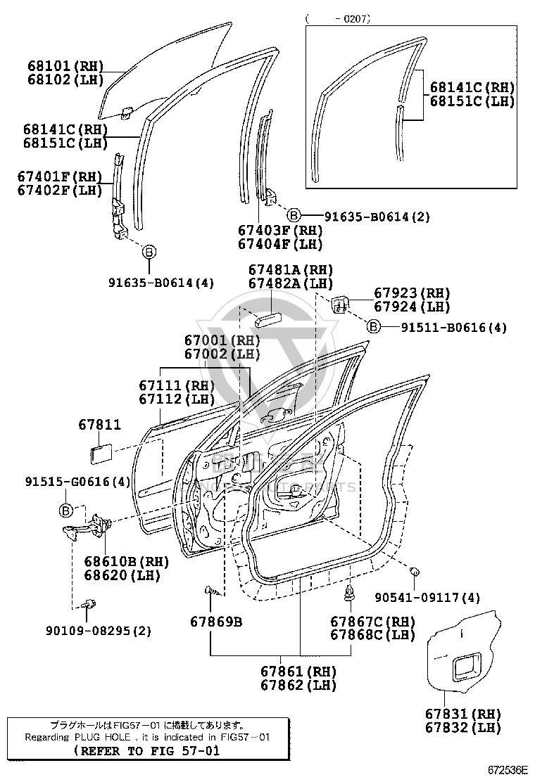 Front Door Seal Strip 67862-33041 for Toyota Camry