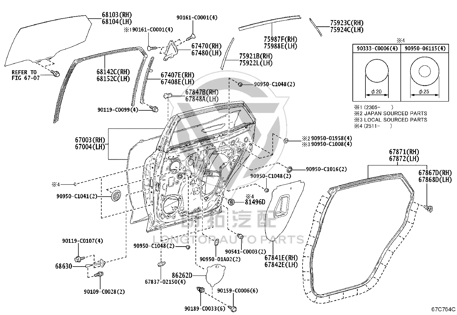 Rear Door Shell Right 67003-03030 for Toyota BZ3