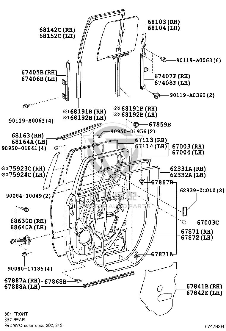 Rear Door Glass Exterior Seal 68163-0C020 for Toyota Tundra