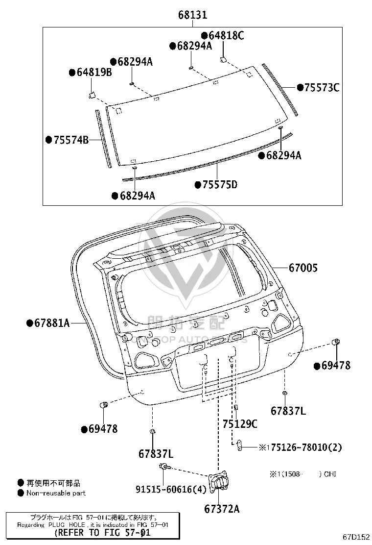 Tailgate 67005-76090 for Lexus CT200H