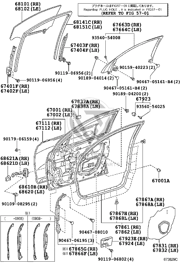 Front Door Seal Strip 67862-30280 for Lexus GS