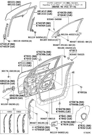 Front Door Glass Run 68151-30190 for Lexus GS