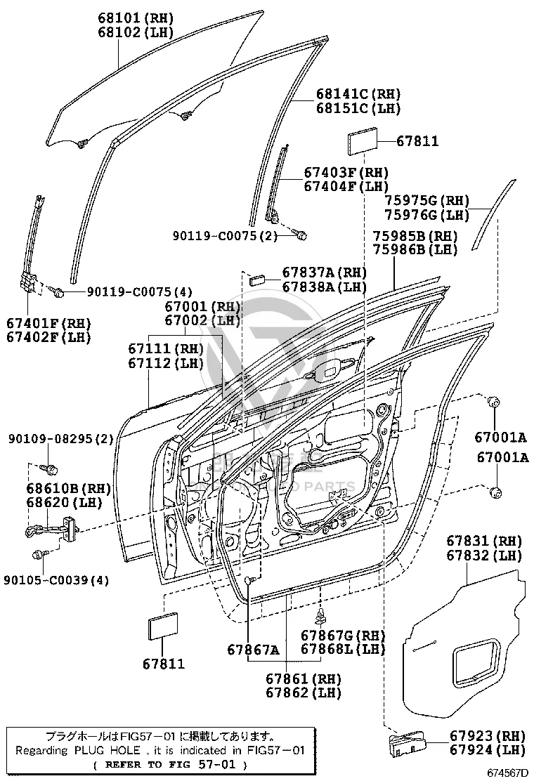 Front Door Weatherstrip Right 67861-06080 for Toyota Camry