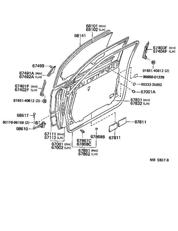 Rear Right Front Door Glass Run 67403-30110 for Toyota Crown