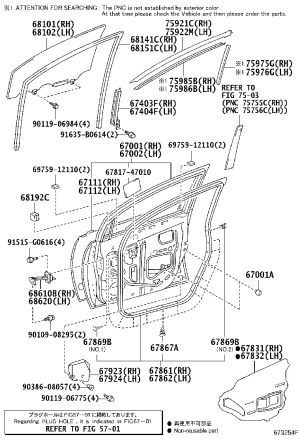 Front Door Glass Rail 67403-47021 for Toyota Prius
