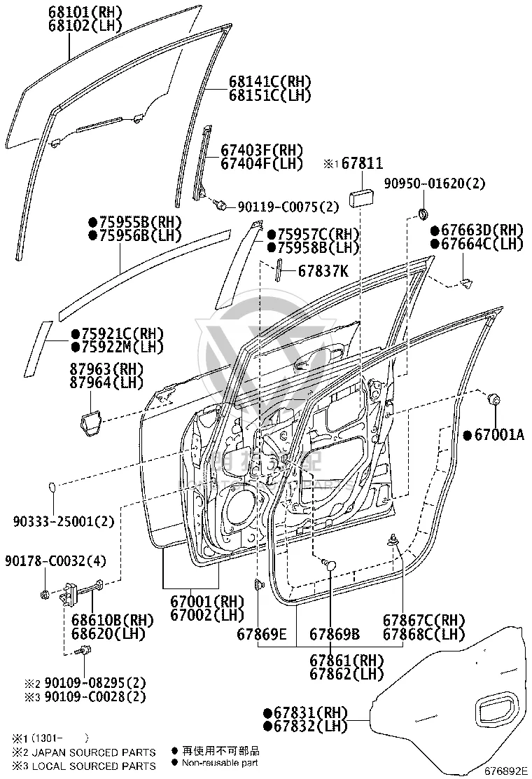Front Door Glass Run 67404-0F030 for Toyota E’Z