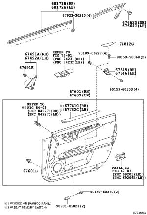 Front Door Glass Strip Right Inner 68171-33090 for Lexus ES