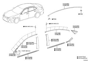 Rear Door Glass Trim Right Upper 75707-33080 for Lexus ES350