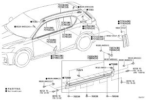 Rear Door Glass Outer Trim 75707-76010 for Lexus CT200H