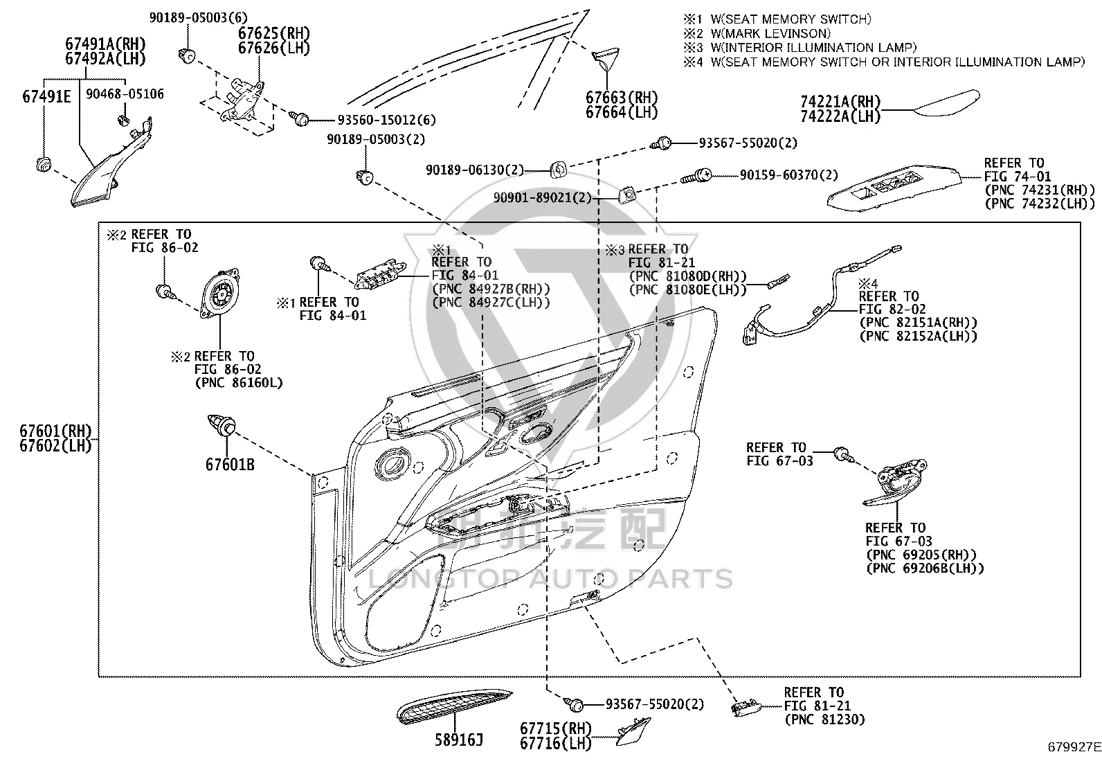Front Door Interior Trim Panel 67620-33K52Q9 for Lexus ES350
