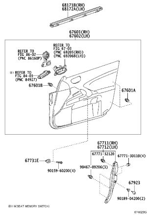Front Door Glass Strip (Right Inner) 68171-53020 for Lexus IS F