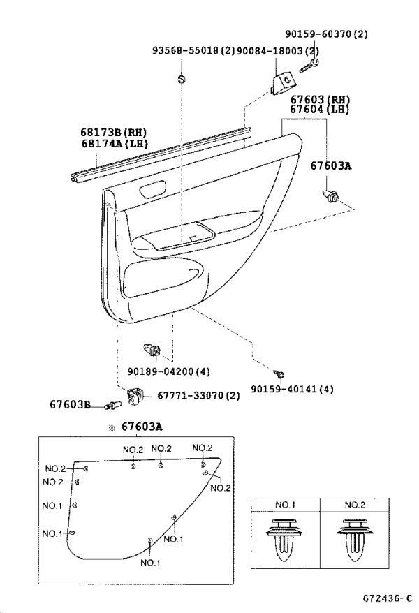 Rear Door Interior Trim Panel 67630-33640E0 for Toyota Camry