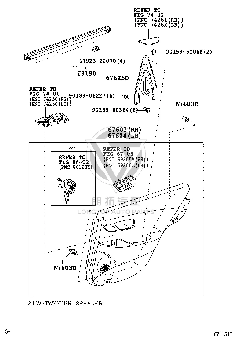 Rear Door Interior Trim Panel (Left) 67640-33A10 for Lexus ES240/350