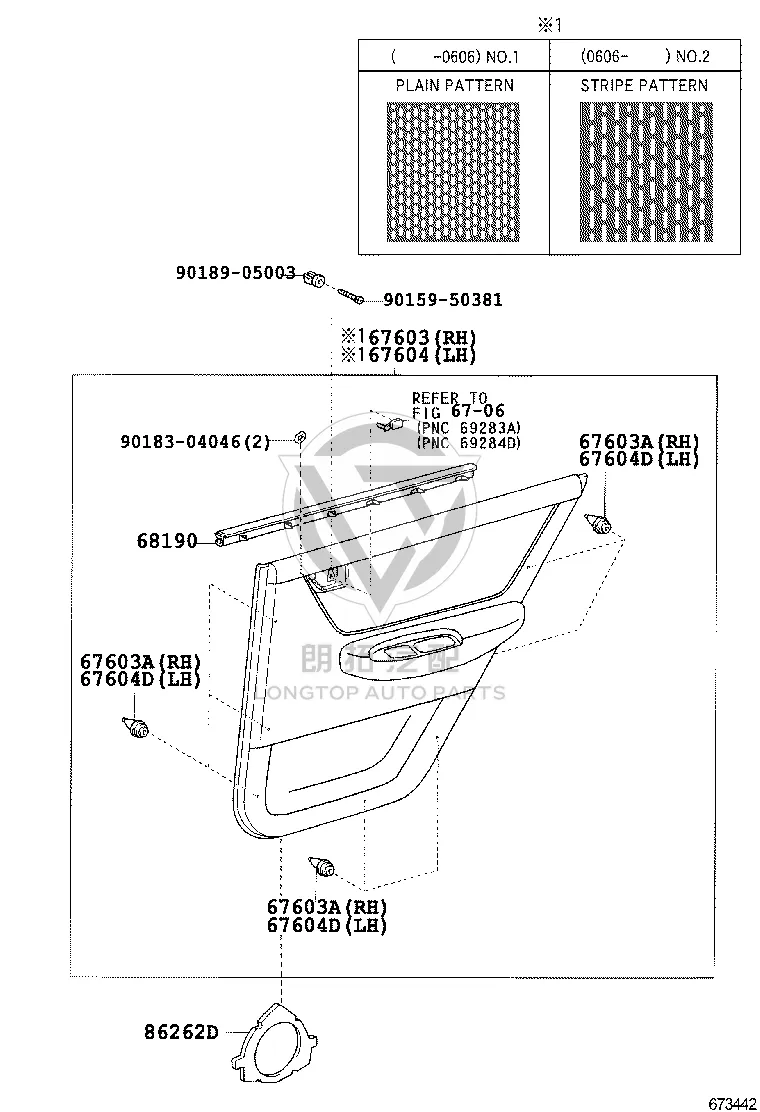 Rear Door Interior Trim Panel (Left) 67640-02M30 for Toyota Corolla