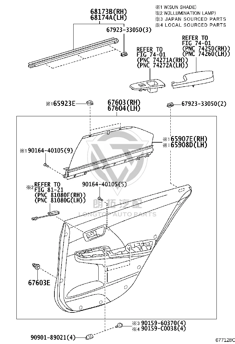 Rear Door Interior Trim Panel (Left) 67640-06E50 for Toyota Camry