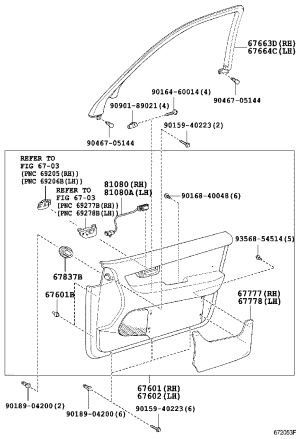 Front Door Frame Outer Panel 67663-50030 for Toyota CELSIOR