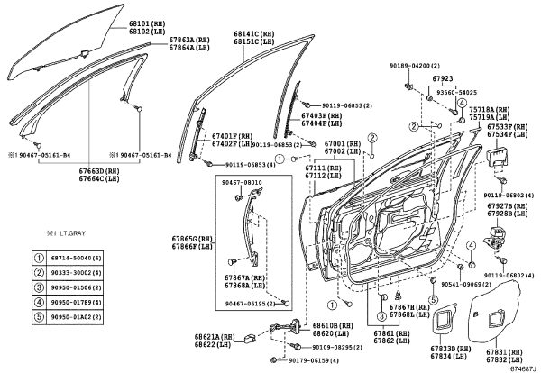 Right Side Door Frame Decorative Strip 67663-50040 for Lexus LS460