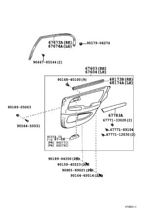 Left Rear Door Frame Garnish 67674-30020 for Toyota Aristo